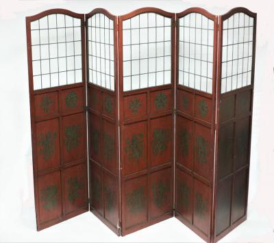 A five-panel, four-fold screen with