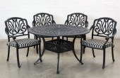 A FIVE PC BLACK PAINTED ALUMIN