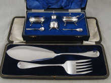 A five piece silver cruet in