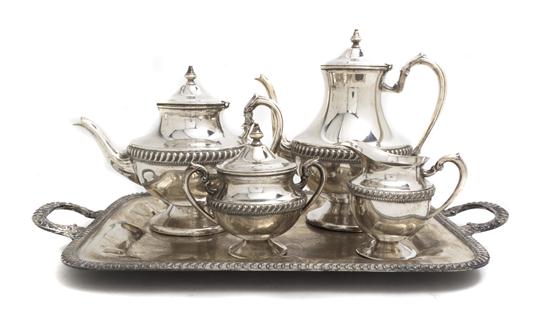 A Five Piece Silverplate Tea and