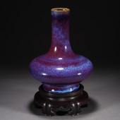 A FLAMBE GLAZED PORCELAIN VASE