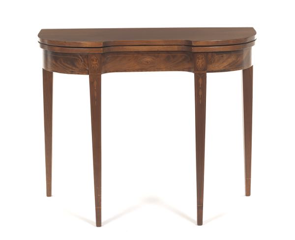 A FLIP TOP INLAID TABLE 29"H x 35