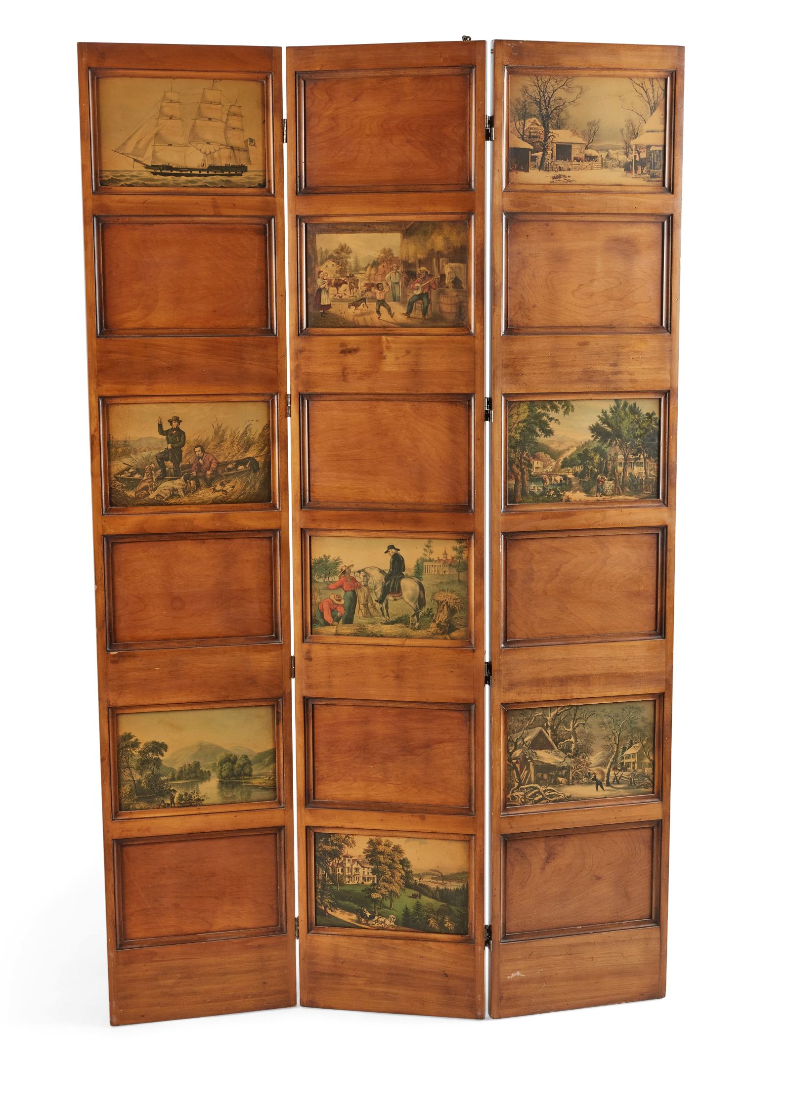 A FLOOR SCREEN INSET WITH CURRIER &