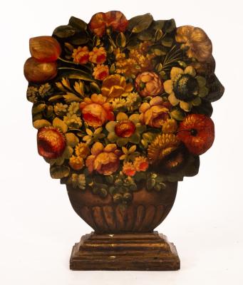 A floral decorated fireplace