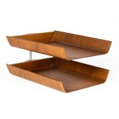 A FLORENCE KNOLL WALNUT BENTWO
