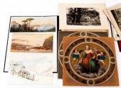 A folio of prints and watercol