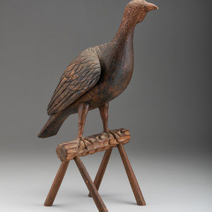 A Folk Art Carved Wood Turkey