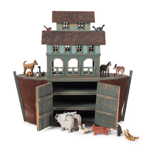A Folk Art Painted Wood and Metal