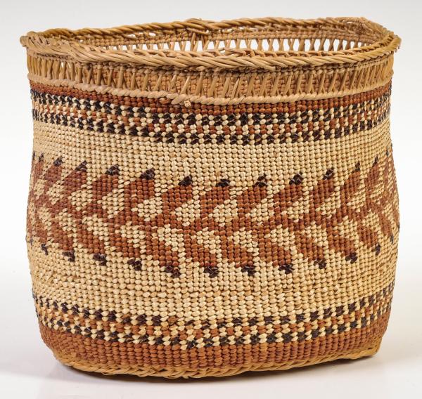 A FOUR COLOR HUPA-KAROK BASKET WITH
