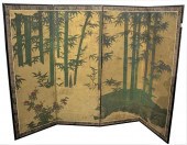 A FOUR-FOLD GOLD LEAFED AND PA