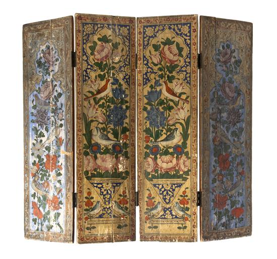 *A Four Panel Painted Wood Table