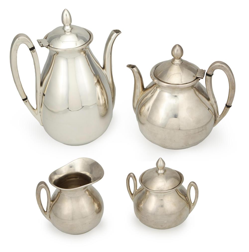 A FOUR PIECE SILVER-PLATE TEA