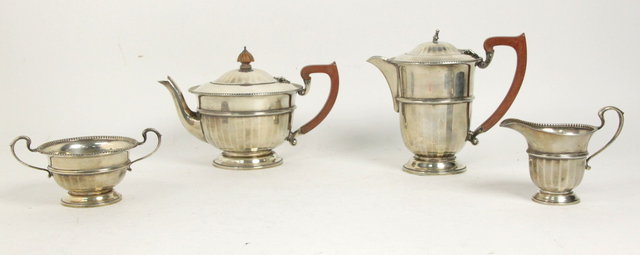 A four-piece silver tea and