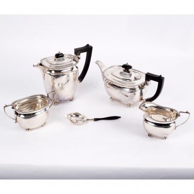 A four-piece silver tea and