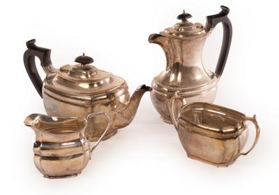 A four-piece silver tea service, GH