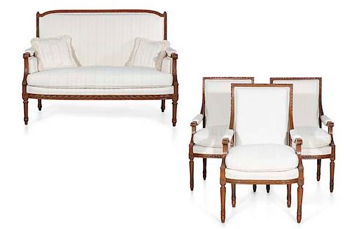 A FOUR PIECE SUITE LOUIS XVI