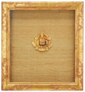 A FRAMED 14K GOLD CHINESE MEDA