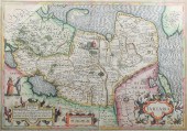 A framed 17th century map of T
