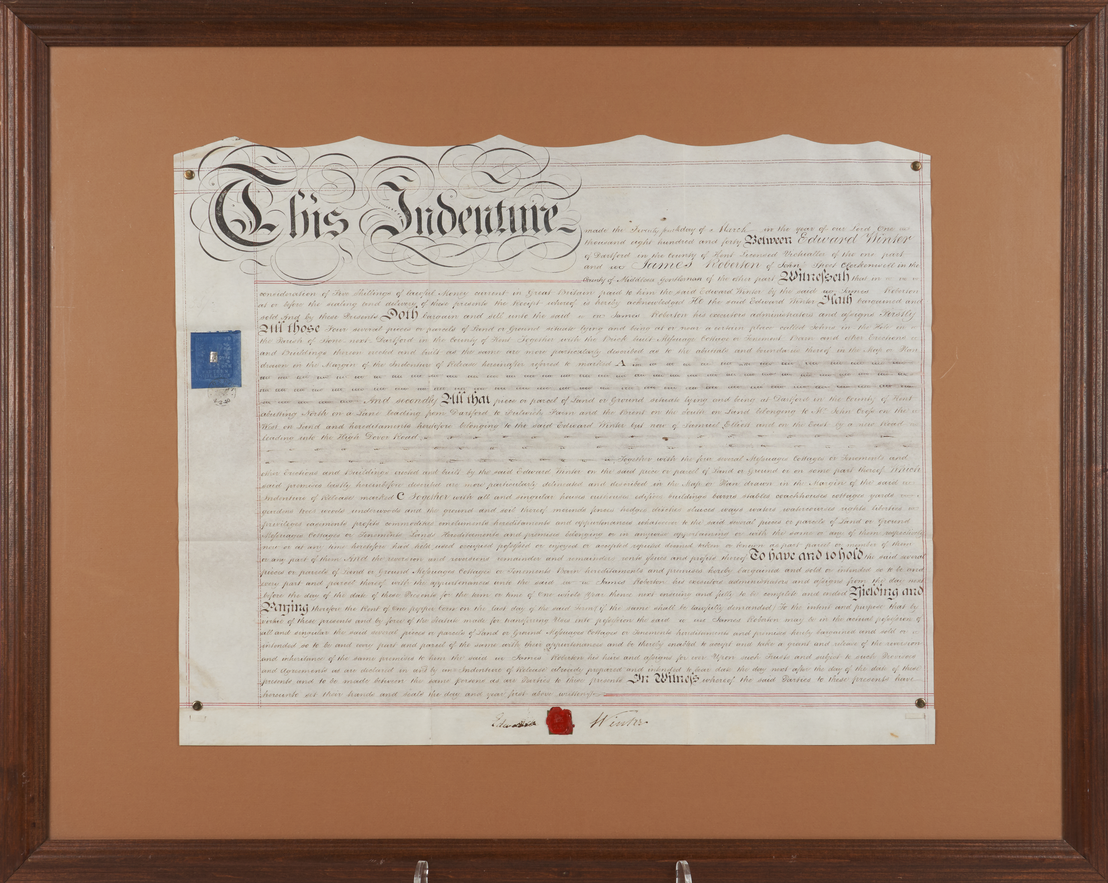 A Framed 1847 English Land