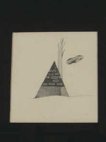A framed abstract drawing