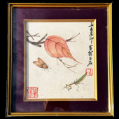 A FRAMED ART PAINTING,( QI BAI