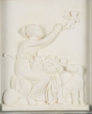 A Framed Bisque Plaster Plaque