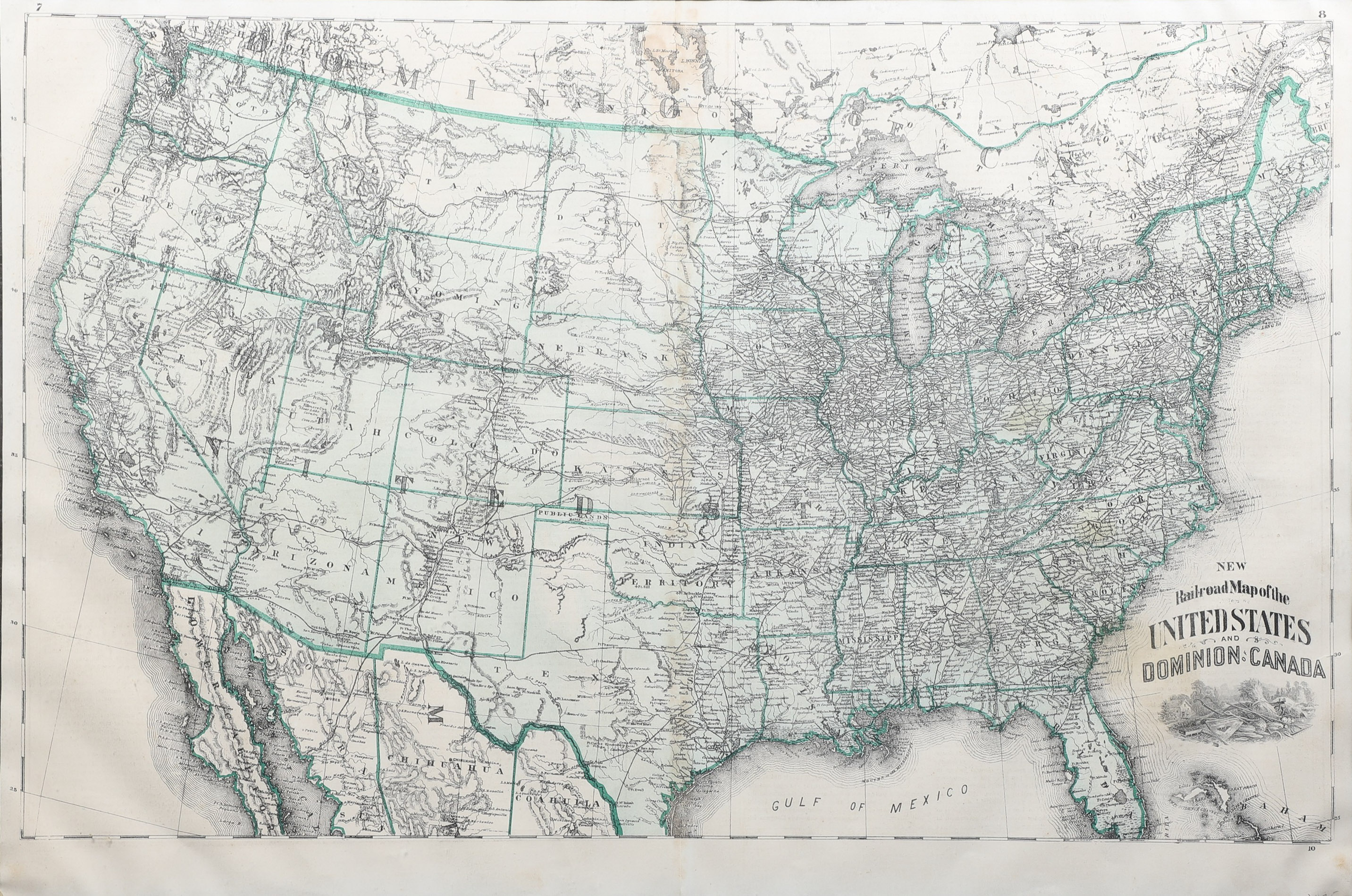 A framed copy of New Railroad Map