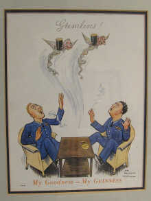 A framed Guinness advertising