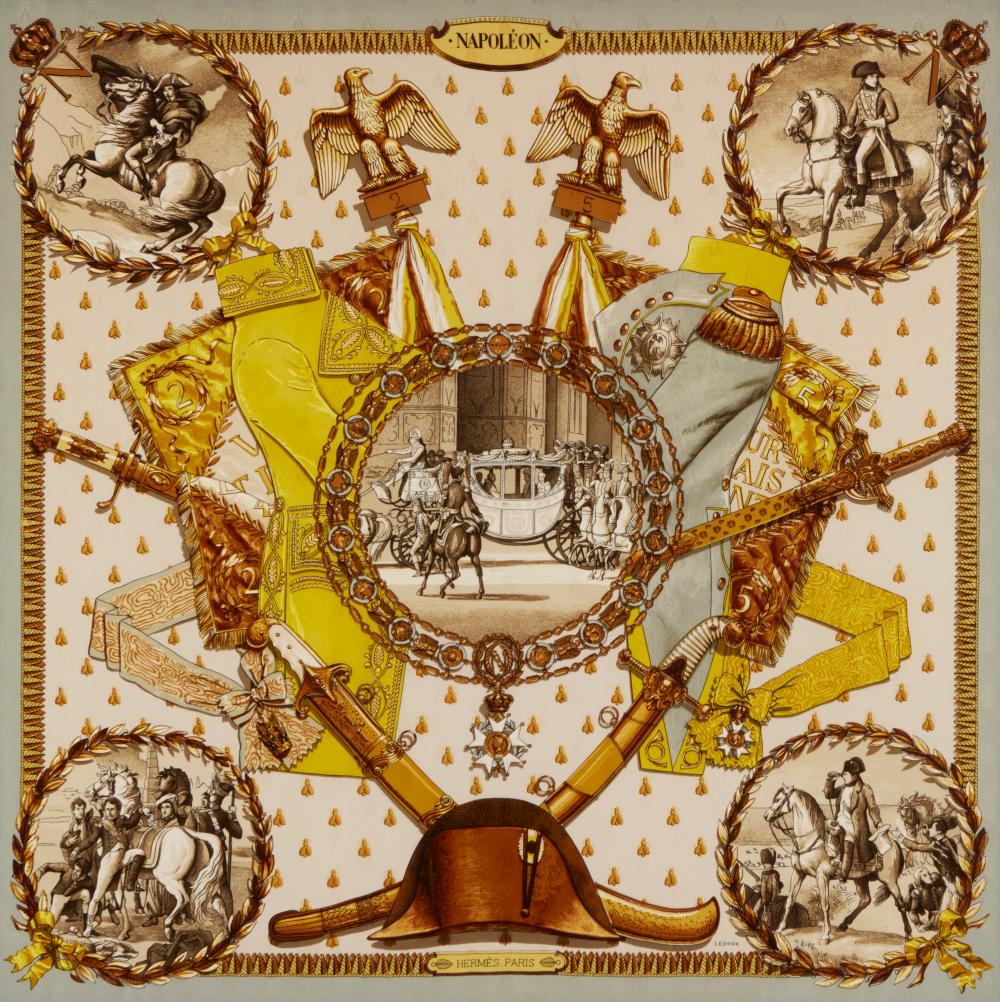 A FRAMED HERMèS "NAPOLEON" SILK