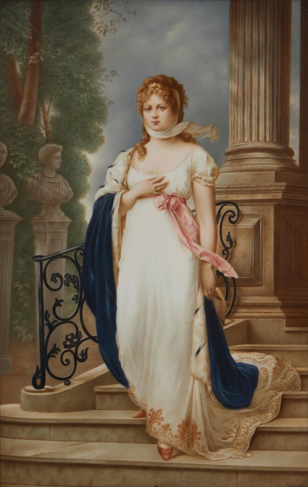A FRAMED KPM PORCELAIN PORTRAIT