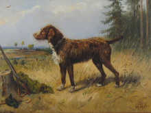 A framed oil on canvas hunting