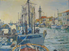 A framed oil on canvas sea theme