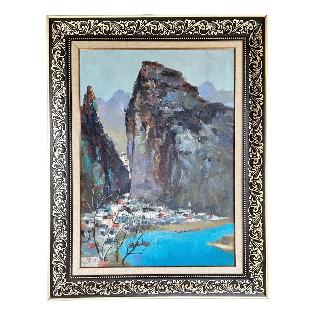A FRAMED OIL PAINTING. SIGNED