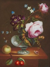 A FRAMED PAINTED PORCELAIN PLA