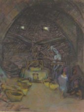 A framed pastel '' The Corn Mi