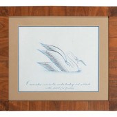 A Framed Penmanship Sample wit