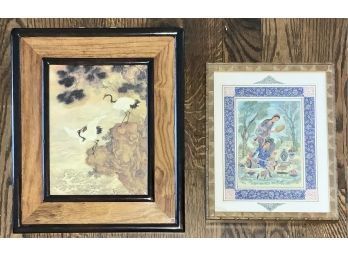 A framed Persian painting on bone