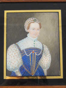 A framed watercolour on ivory