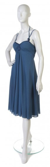 A Frank Usher Blue Silk Crepe