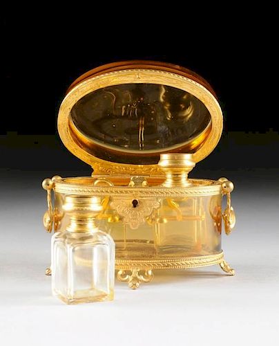 A FRENCH AMBER GLASS FITTED SCENT