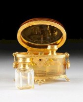 A FRENCH AMBER GLASS FITTED SC