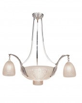A FRENCH ART DECO GLASS CHANDE