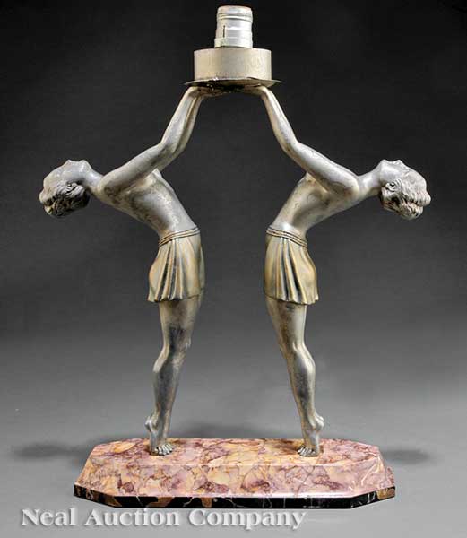 A French Art Deco Patinated Metal