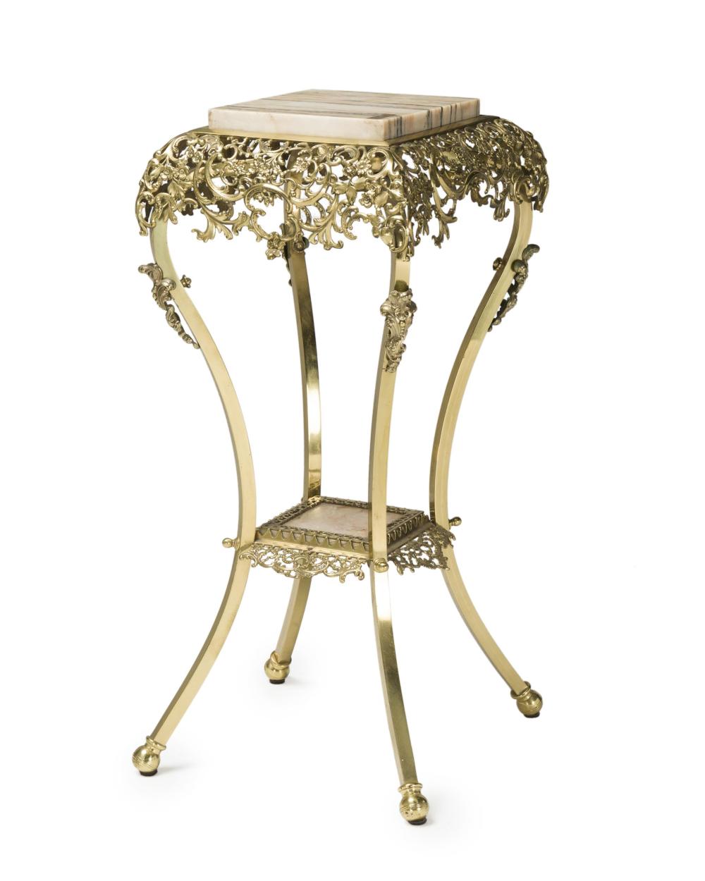 A FRENCH BRASS AND STONE FERN