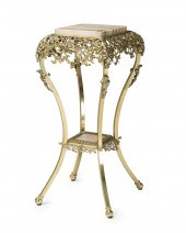 A FRENCH BRASS AND STONE FERN