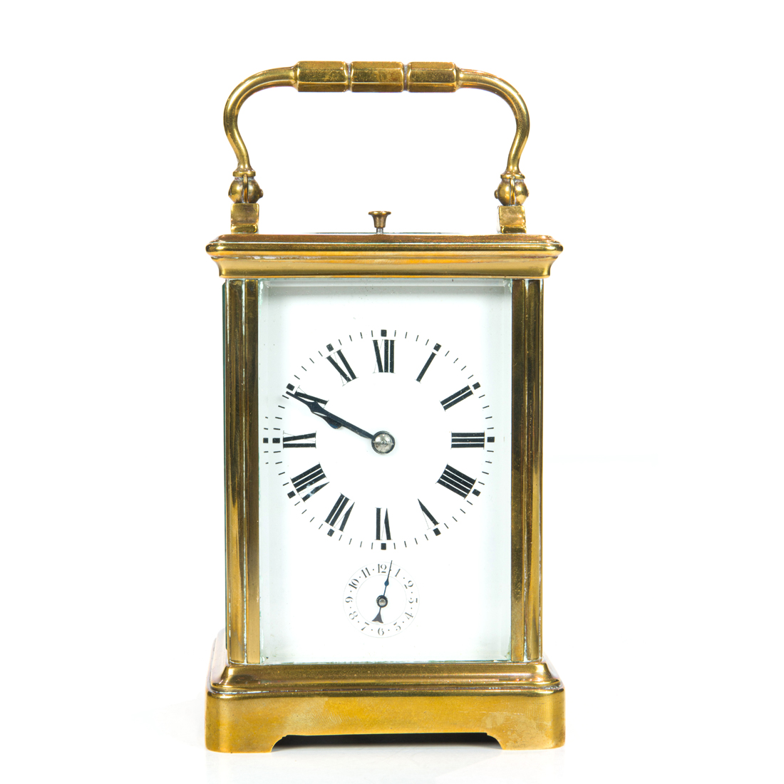 A FRENCH BRASS CARRIAGE CLOCK A