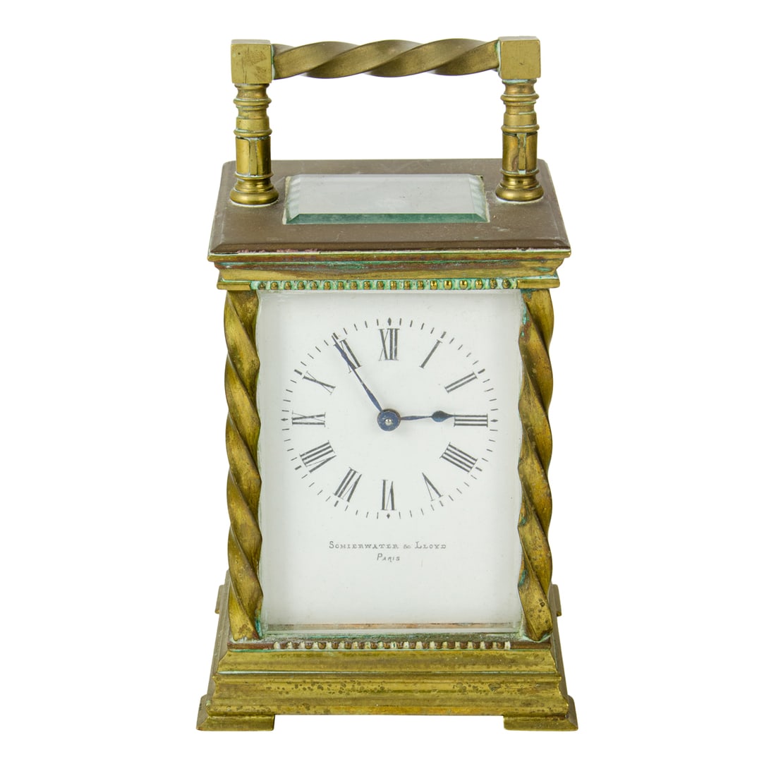 A FRENCH BRASS CARRIAGE CLOCK,