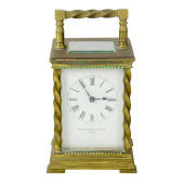 A FRENCH BRASS CARRIAGE CLOCK,