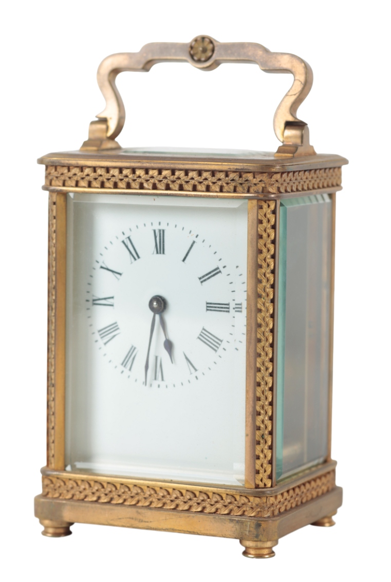 A FRENCH BRASS CARRIAGE CLOCK
