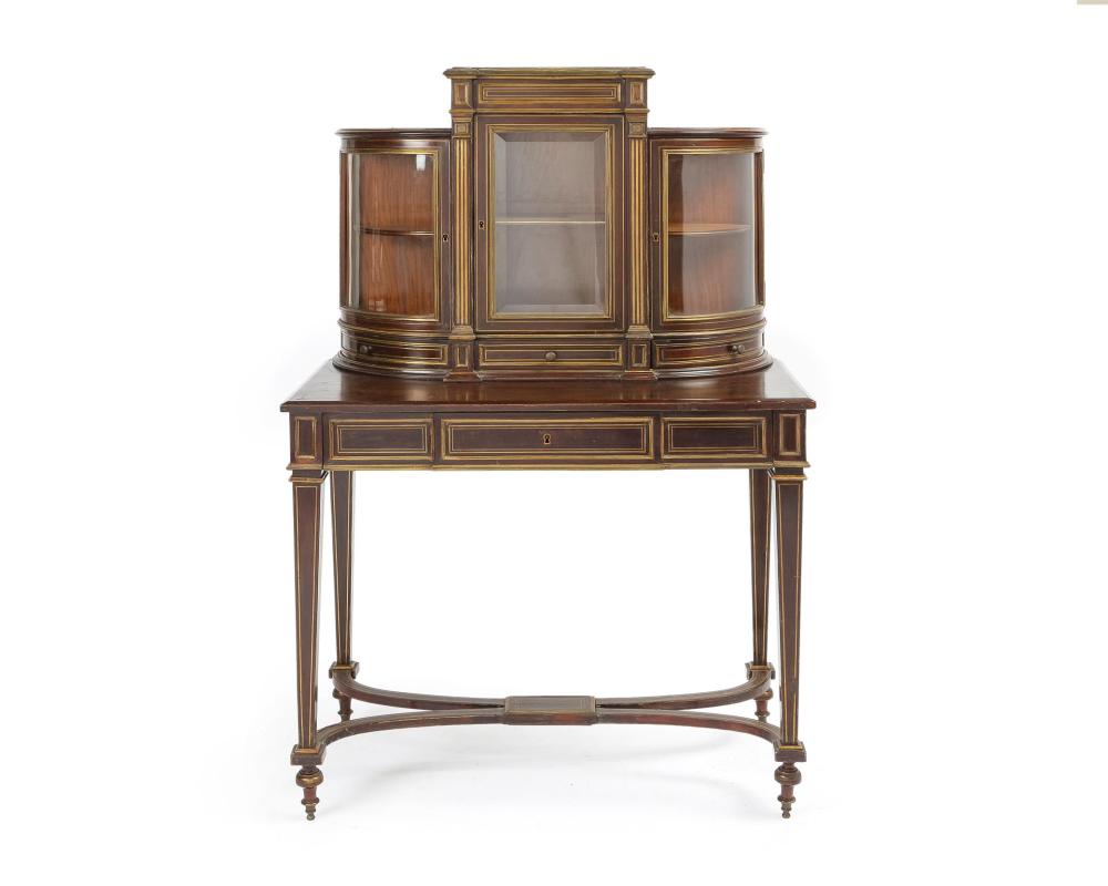 A FRENCH BRASS-INLAID MAHOGANY